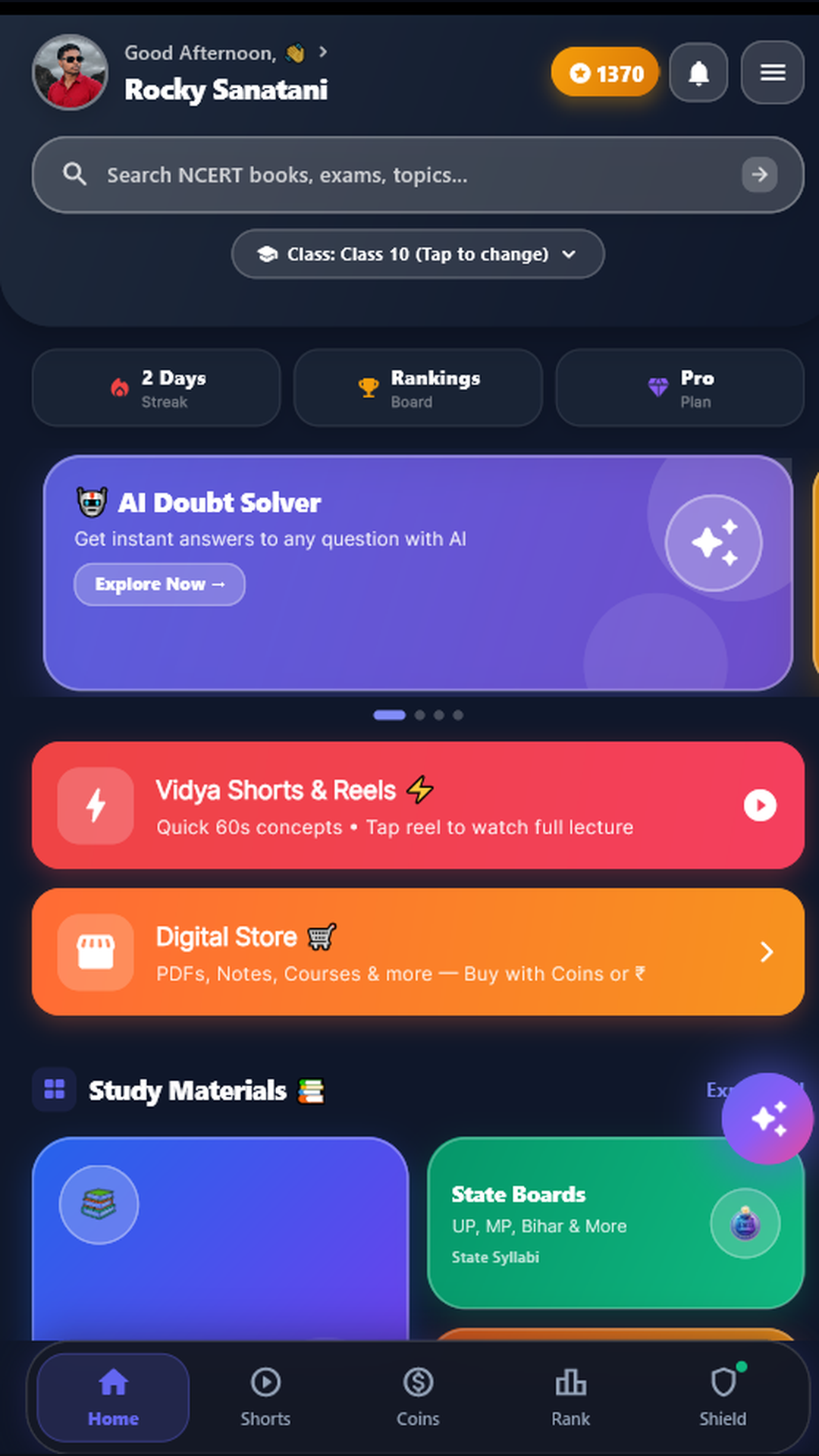 Vidya Topper Dashboard